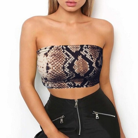 Snakeskin Strapless Bandeau Top - Picture 2 of 5